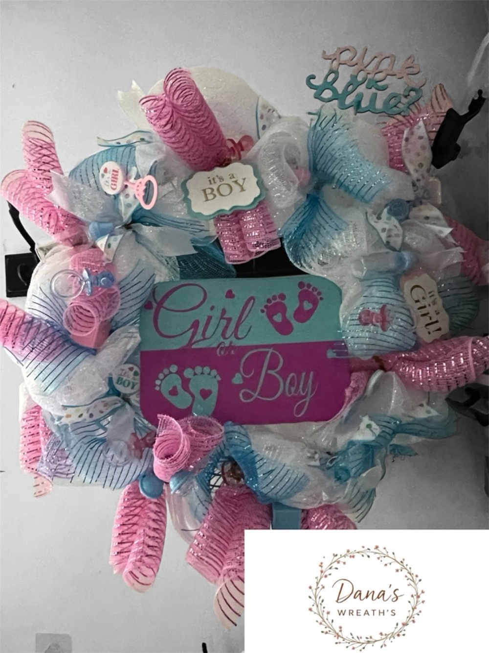 Pink and Blue Gender Reveal Wreath